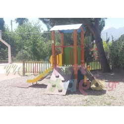 Σύνθετο όργανο παιδικής χαράς με ράμπες αναρριχήσεις και τσουλήθρα